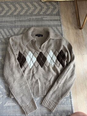 Almost Famous Argyle Polo Sweater